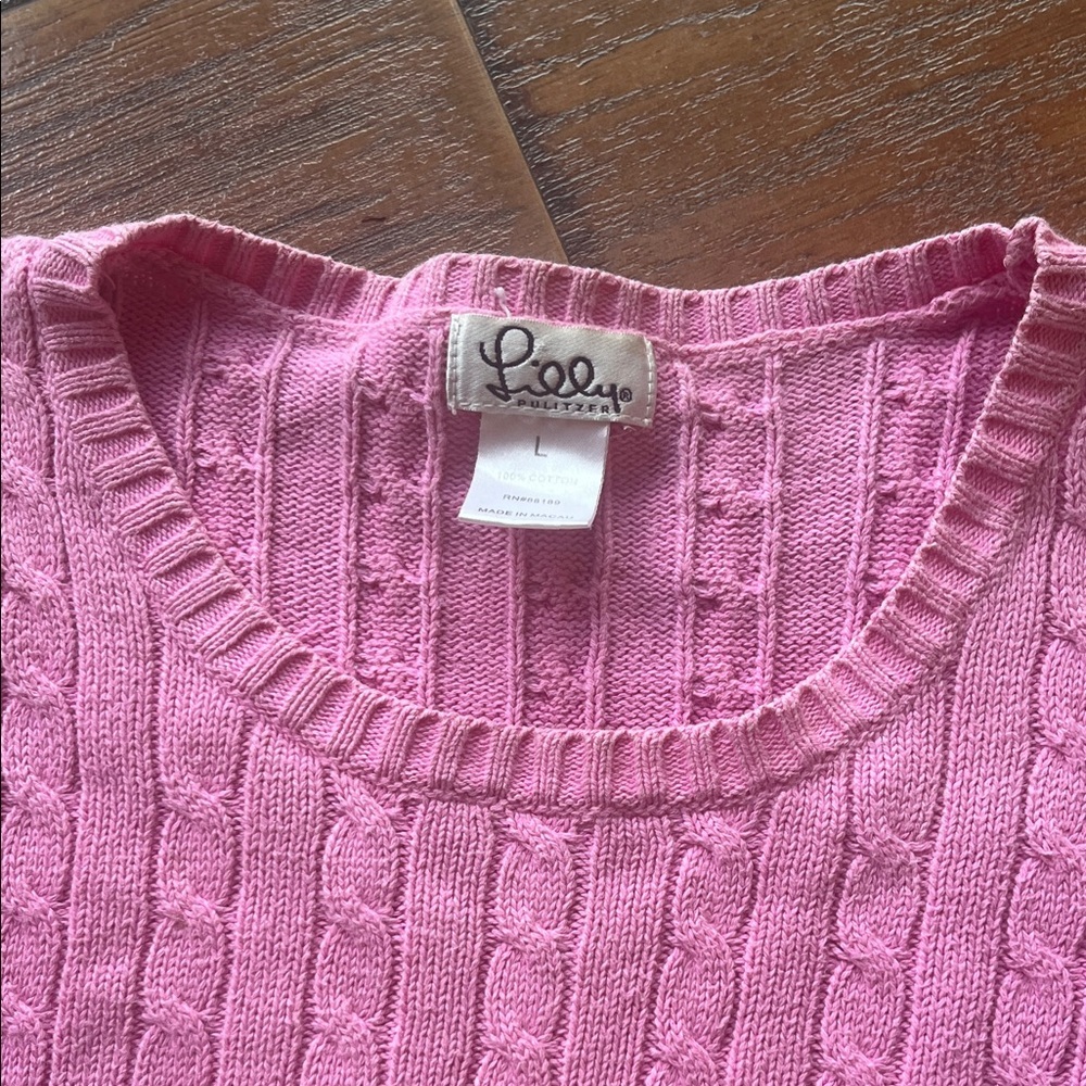 Lilly Pulitzer Pink Cable Knit Sweater - Picture 2 of 9